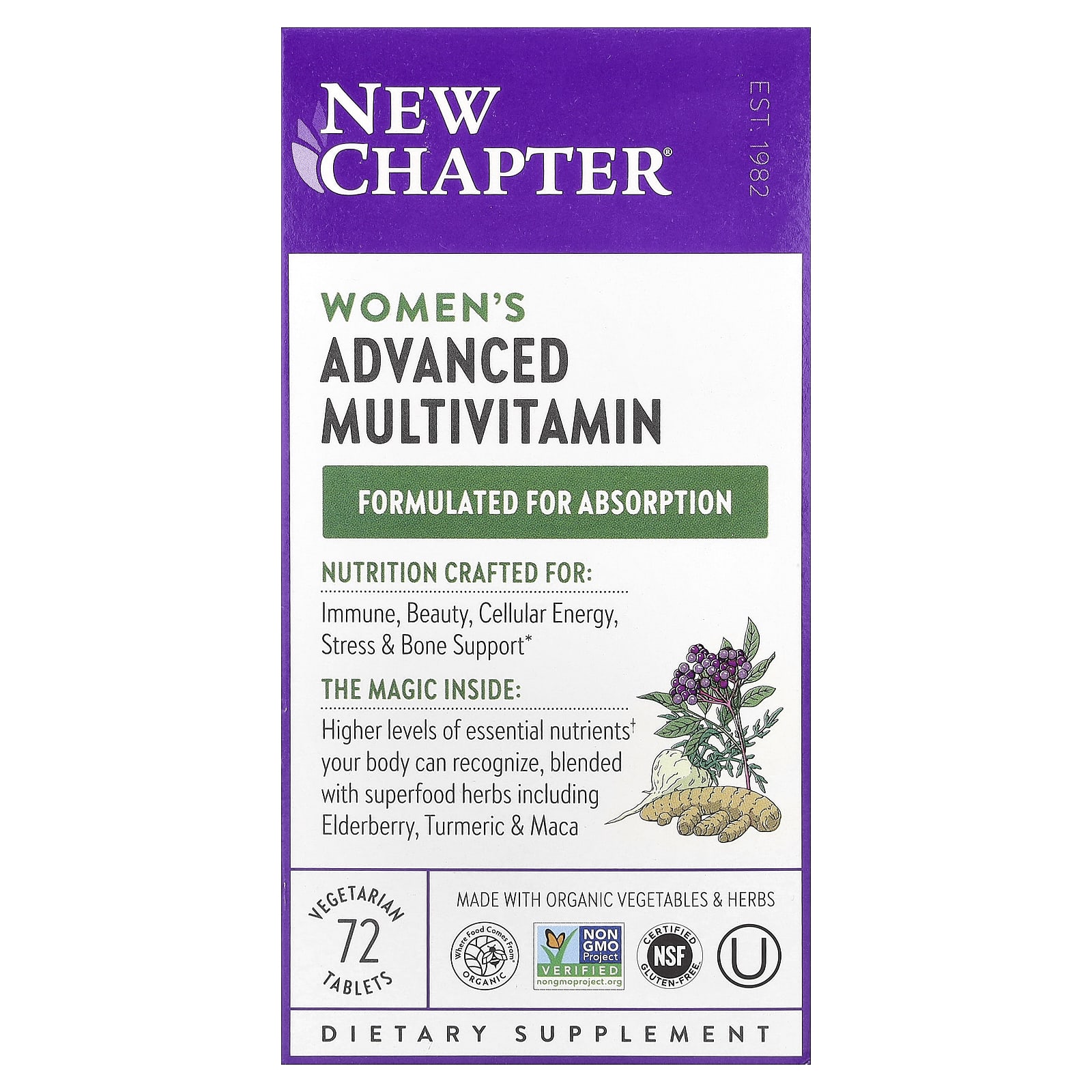 Женские мультивитамины New Chapter Women's Advanced, 72 растительных таблеток — фото 2