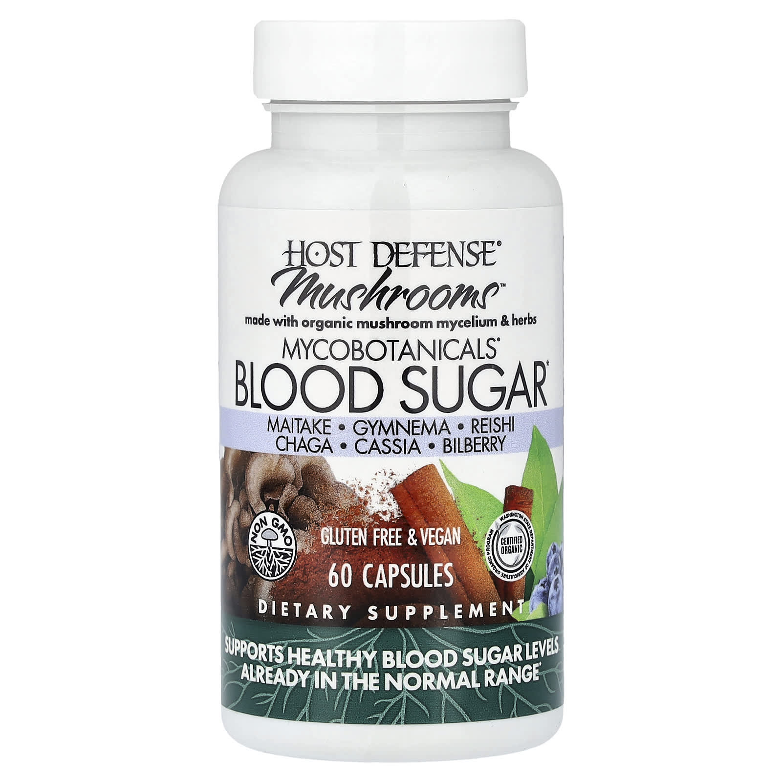 Грибной комплекс Host Defense™ MycoBotanicals® Blood Sugar, 60 капсул
