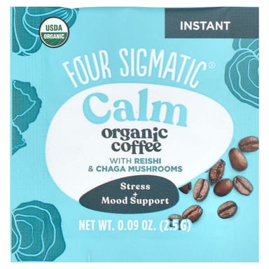 Грибной комплекс Four Sigmatic Instant Organic Coffee with Reishi & Chaga Calm Medium Roast, оттенок 10 Packets, 2.5 г, саше