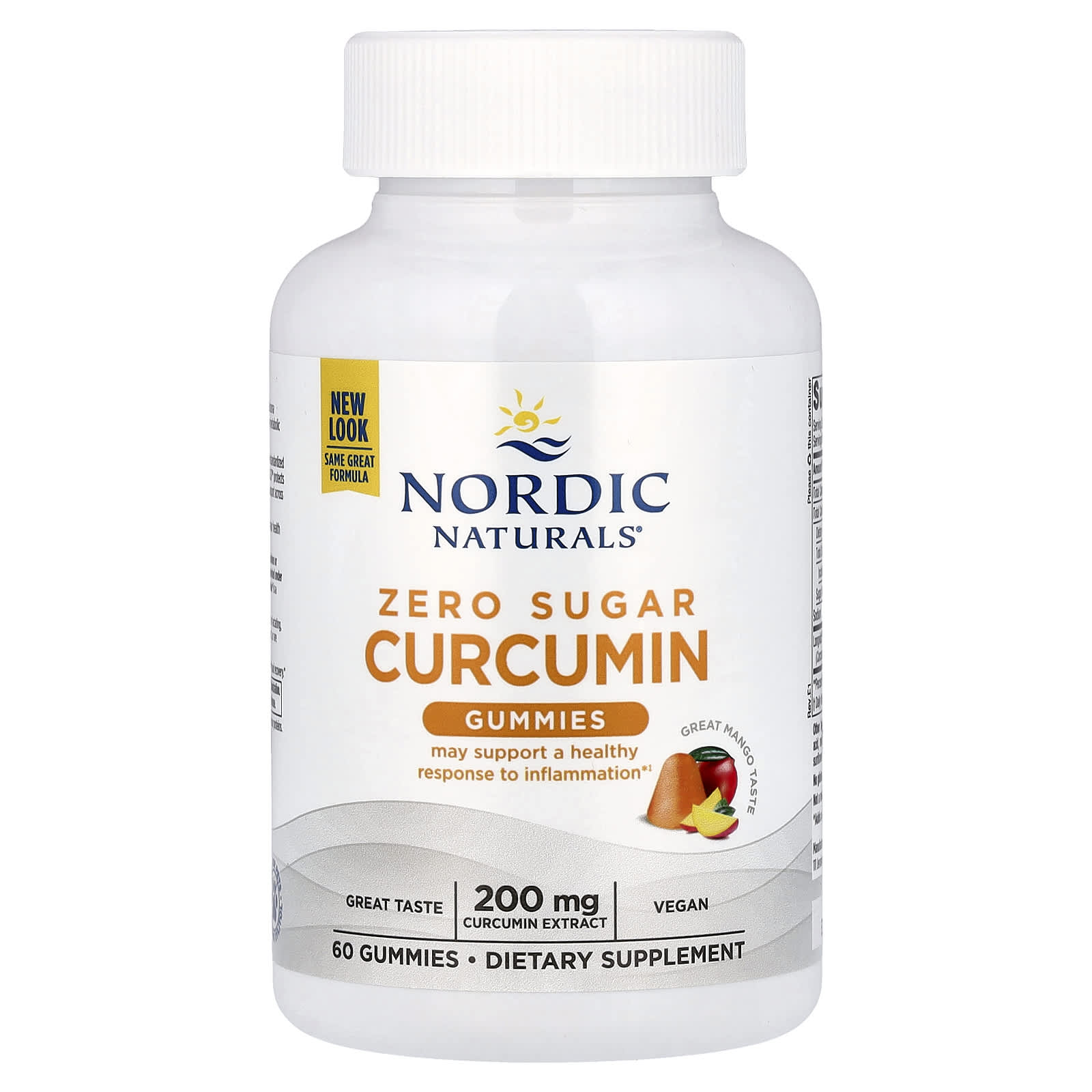 Куркумин Nordic Naturals Zero Sugar Gummies, вкус Mango, 100 мг на пастилку, 60 жевательных пастилок