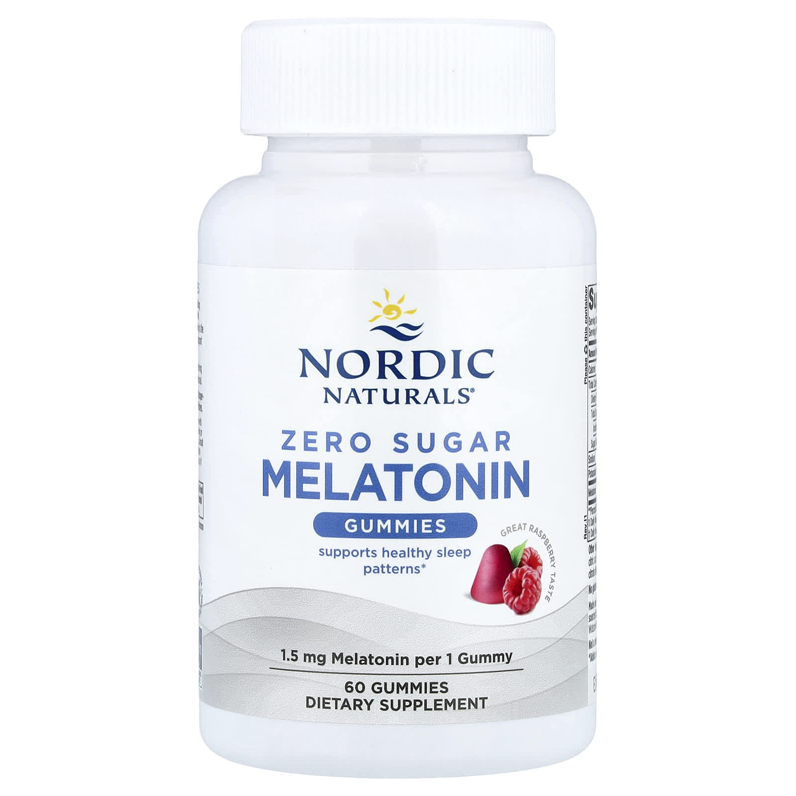 Мелатонин Nordic Naturals Zero Sugar Gummies, вкус Raspberry, 1.5 мг, 60 жевательных пастилок