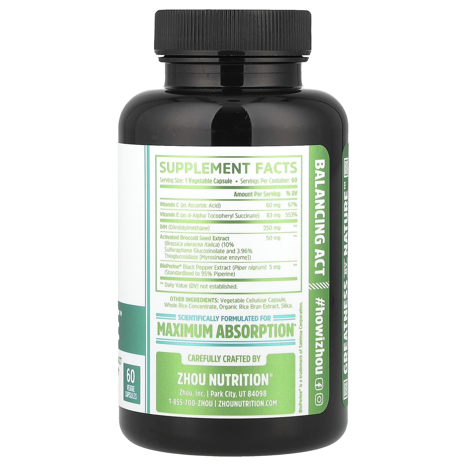 DIM Zhou Nutrition Active™ With Activated Broccoli Extract, 60 растительных капсул — фото 2