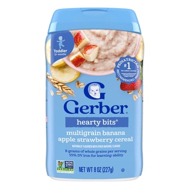 Хлопья Gerber Hearty Bits® MultiGrain 12+ Months Apple Strawberry, банан, 227 г