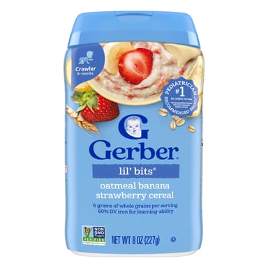 Овсянка Gerber Lil' Bits® Cereal 8+ Months Banana Strawberry, 227 г