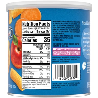 Снек Gerber Snacks for Baby Lil' Crunchies Baked Grain 8+ Months Apple Sweet Potato, 42 г