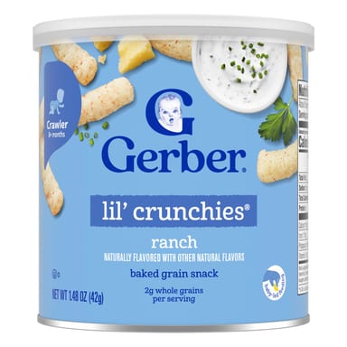 Снек Gerber Snacks for Baby Lil' Crunchies® Baked Grain 8+ Months, оттенок Ranch, 42 г