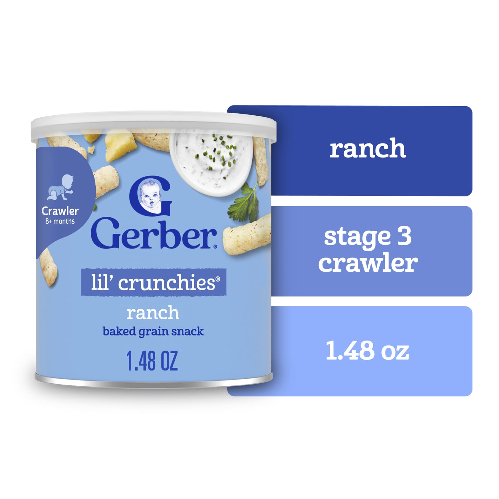 Снек Gerber Snacks for Baby Lil' Crunchies® Baked Grain 8+ Months, оттенок Ranch, 42 г — фото 4