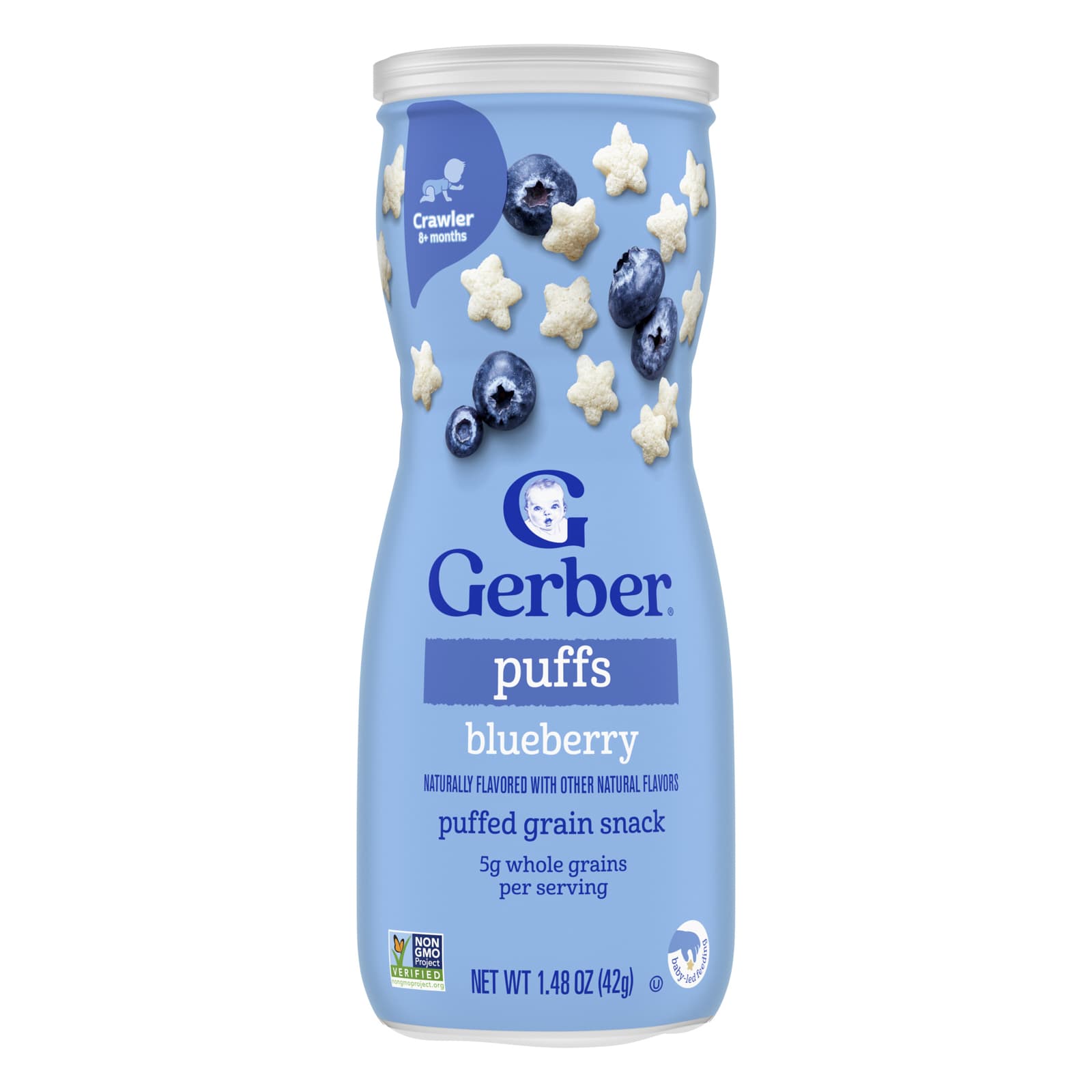 Снек Gerber Puffs Puffed Grain 8+ Months, вкус Blueberry, 42 г