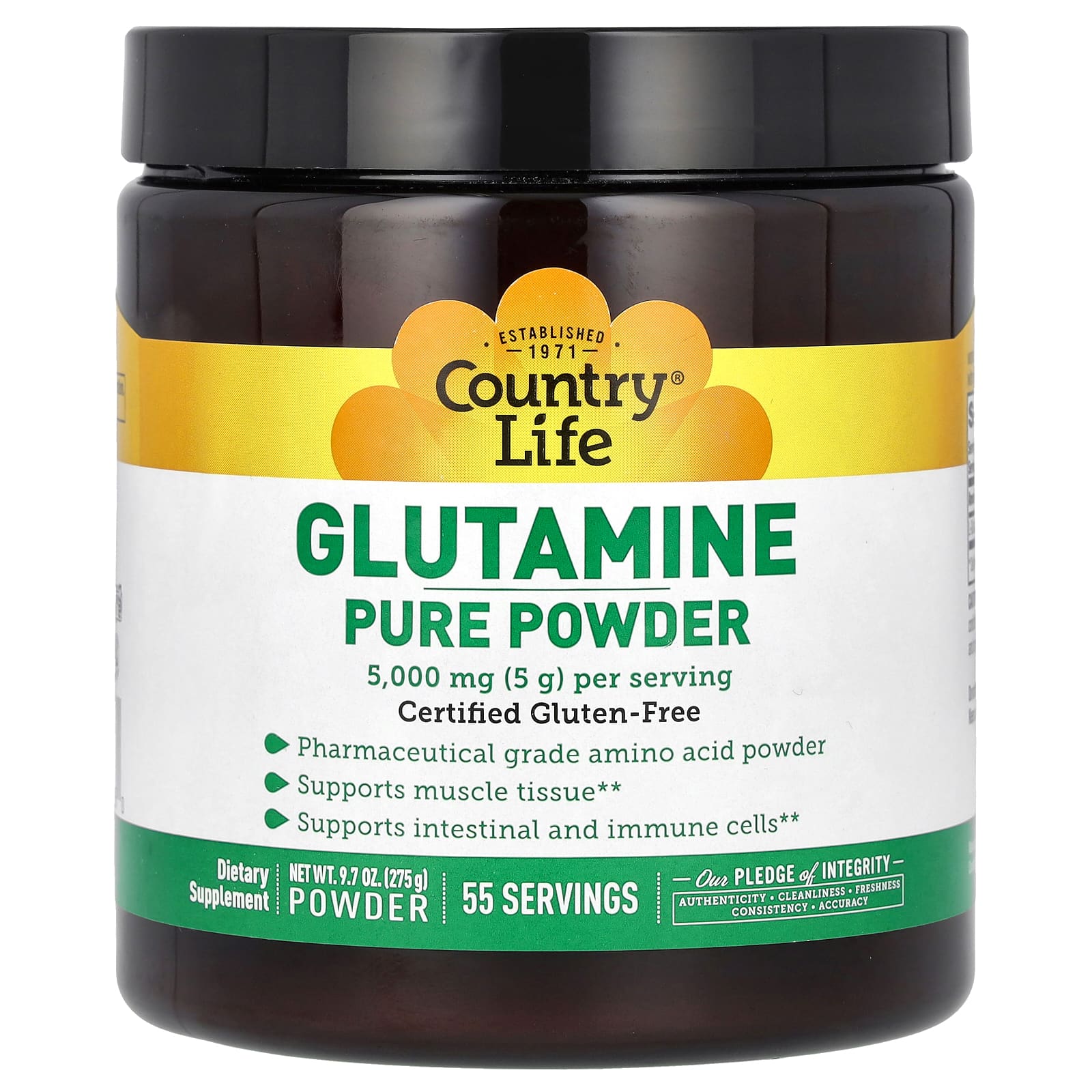 Порошок Country Life Glutamine Pure, 275 г