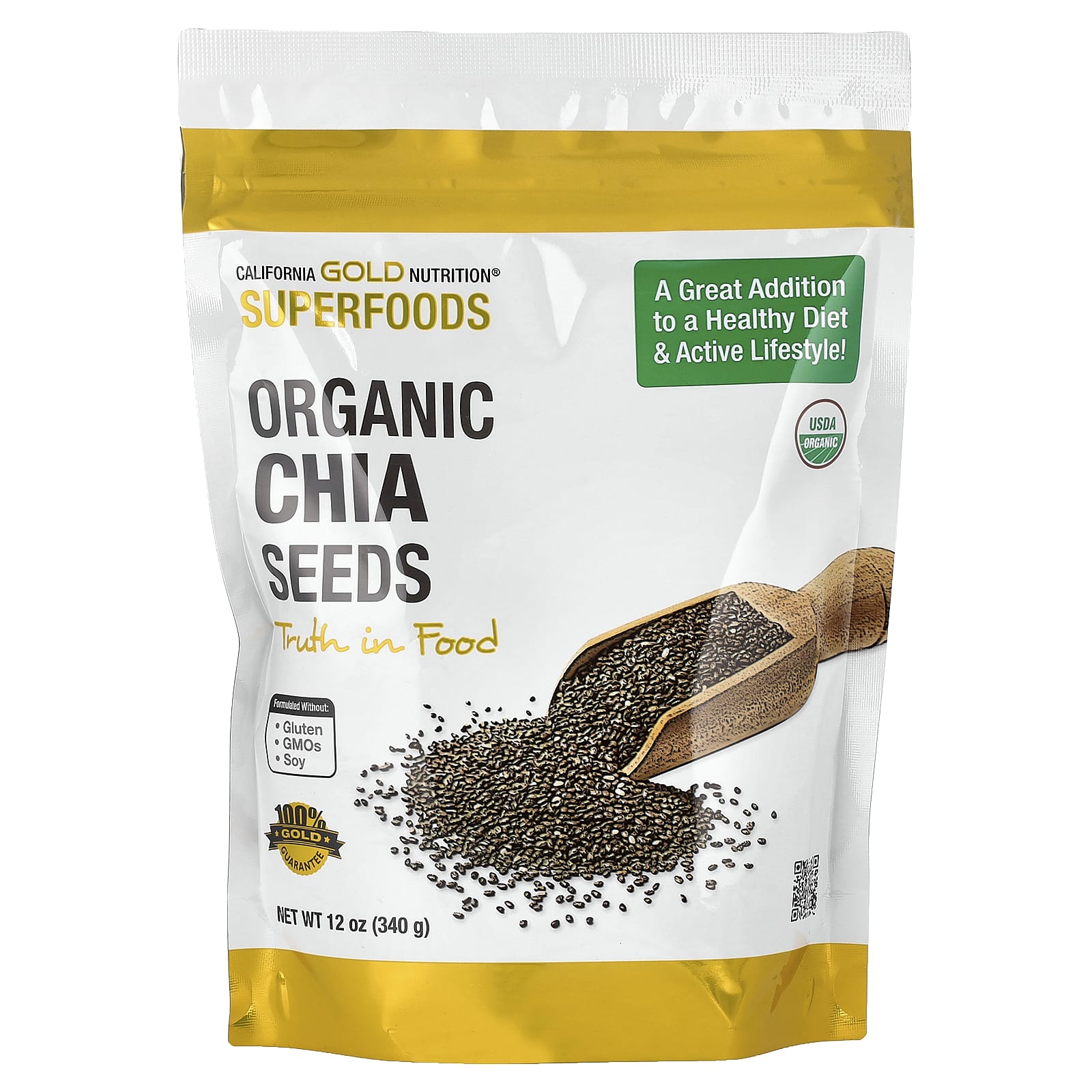 Органические семена чиа California Gold Nutrition Superfoods, 340 г — фото 3