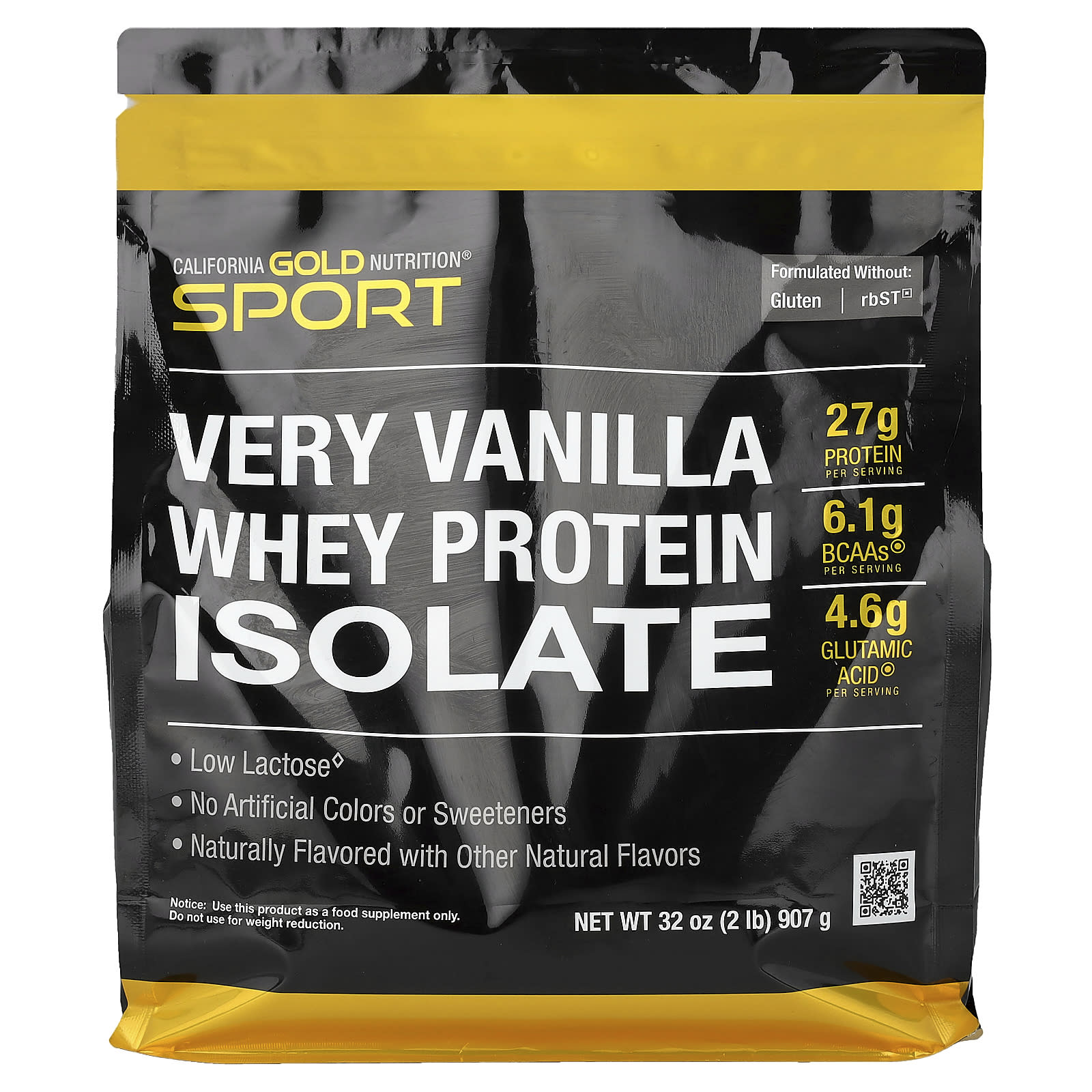 Подсолнечный лецитин California Gold Nutrition Sport Whey Protein Isolate with Organic Cane Sugar, вкус Very Vanilla, 907 г — фото 4