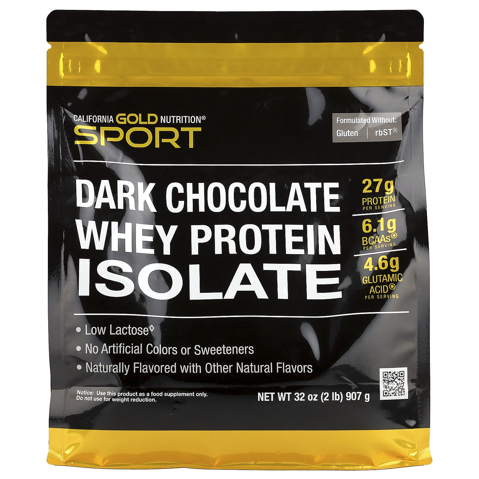 Темный шоколад California Gold Nutrition Sport Whey Protein Isolate, вкус Dark Chocolate, 907 г — фото 2