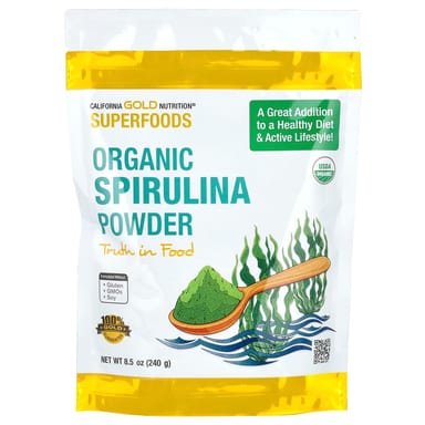 Спирулина California Gold Nutrition Superfoods Organic Powder, 240 г, порошок