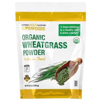 Порошок пшеничной травы California Gold Nutrition Superfoods Organic, 240 г
