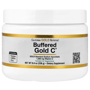 Витамин C California Gold Nutrition Buffered Gold C® Non-Acidic Powder Sodium Ascorbate, 238 г, порошок