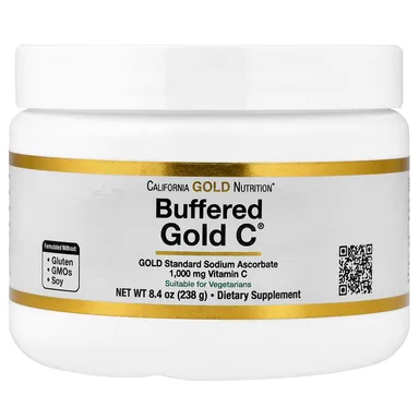 Фото товара: Витамин C California Gold Nutrition Buffered Gold C® Non-Acidic Powder Sodium Ascorbate, 238 г, порошок