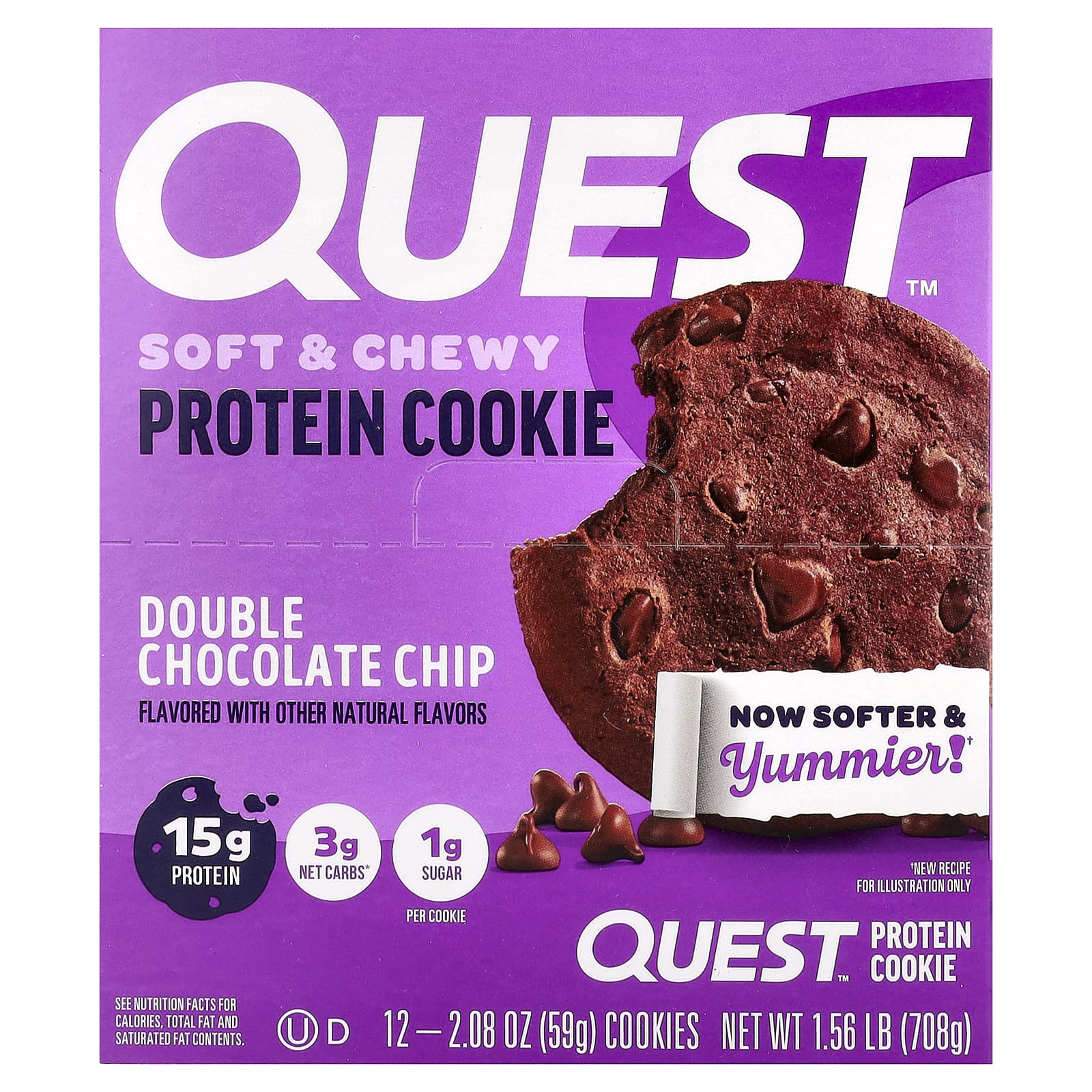 Протеиновое печенье Quest Nutrition Double Chocolate Chip, оттенок 12 Cookies, 59 г — фото 2