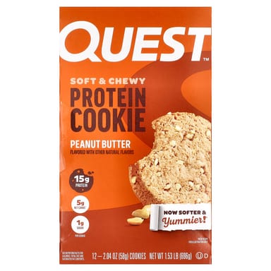 Протеиновое печенье Quest Nutrition Peanut Butter, оттенок 12 Cookies, 58 г