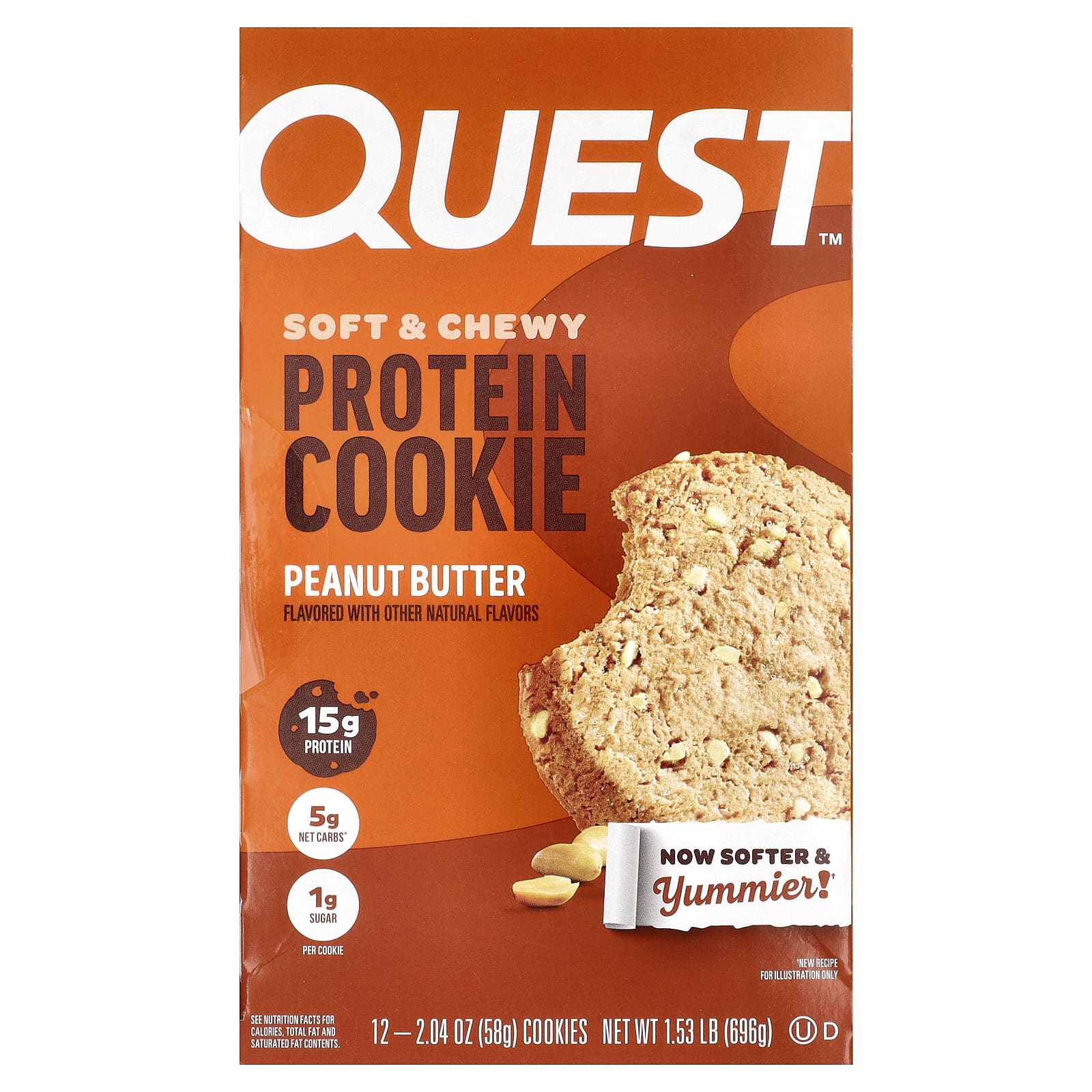 Протеиновое печенье Quest Nutrition Peanut Butter, оттенок 12 Cookies, 58 г