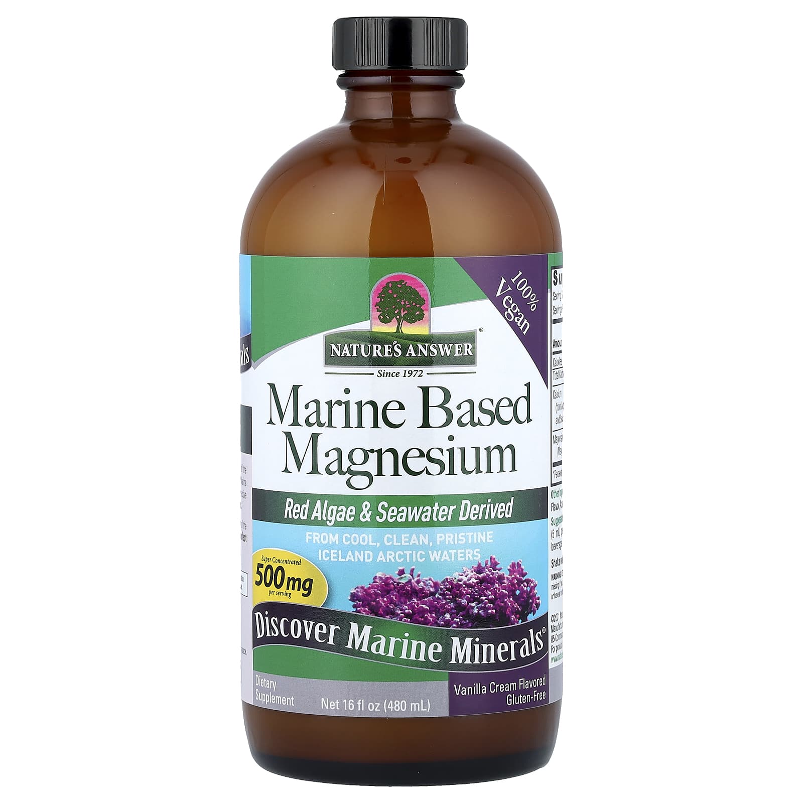 Магний Nature's Answer Marine Based, вкус Vanilla Cream, 480 мл, крем