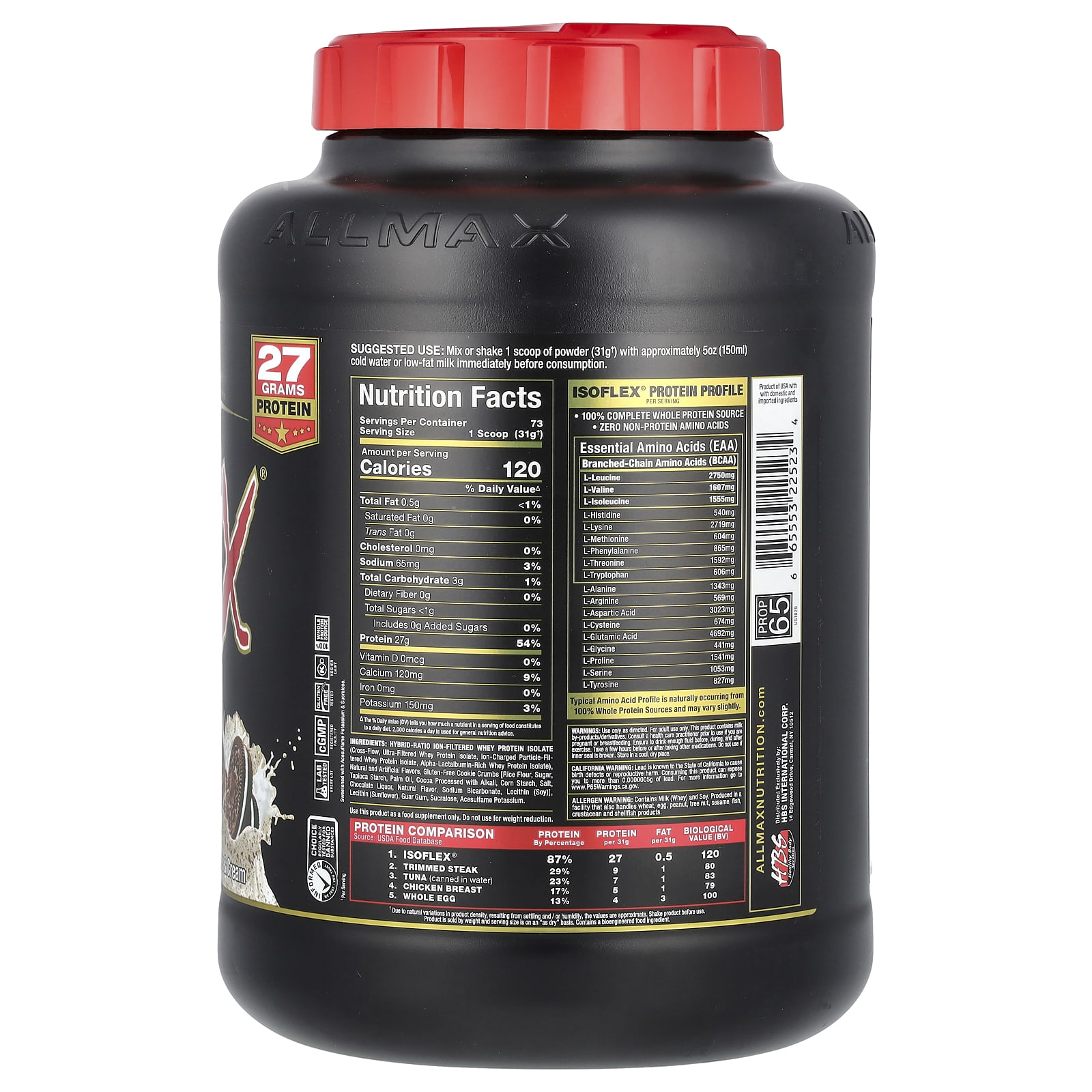 Сывороточный протеин ALLMAX ISOFLEX® Pure Isolate Cookies & Cream, 2.27 кг — фото 2