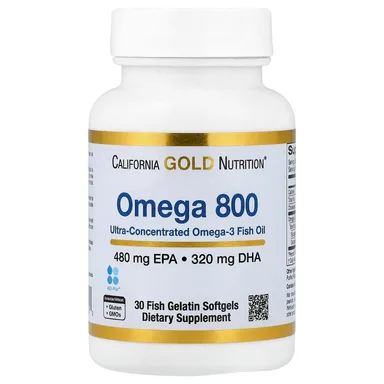 Фото товара: Рыбий жир California Gold Nutrition Omega 800 Ultra-Concentrated Omega-3 kd-pur® Triglyceride Form, 1000 мг, мягкие капсулы