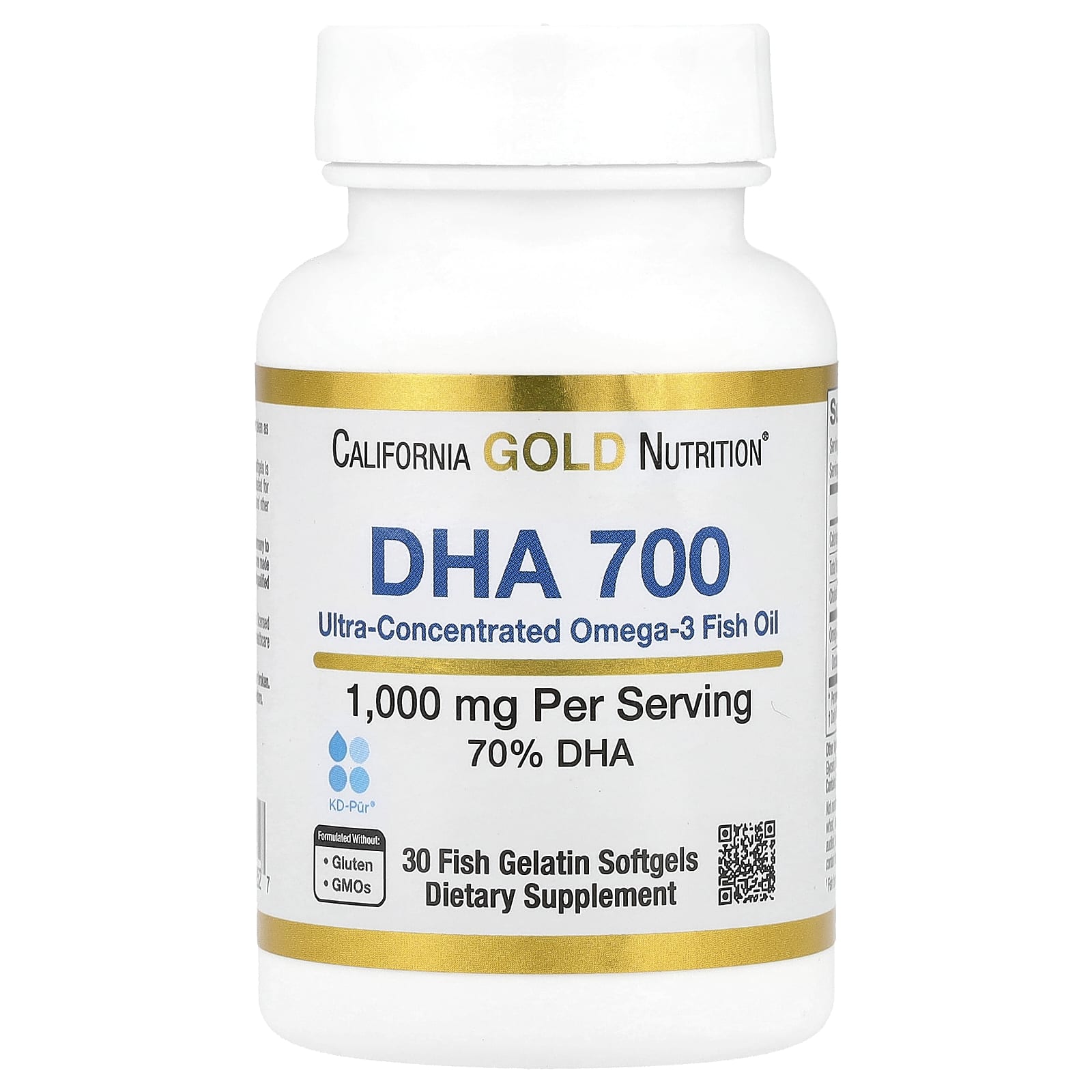Рыбий жир California Gold Nutrition DHA 700 Ultra-Concentrated 30 Fish Gelatin, 1000 мг, мягкие капсулы — фото 3
