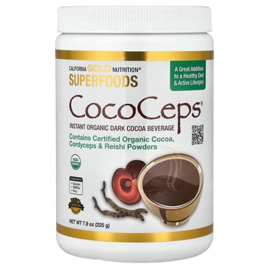 Кордицепс California Gold Nutrition Superfoods Organic Cocoa & Reishi, CocoCeps, 225 г