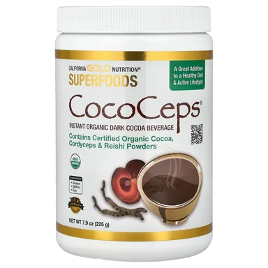 Фото товара: Кордицепс California Gold Nutrition Superfoods Organic Cocoa & Reishi, CocoCeps, 225 г