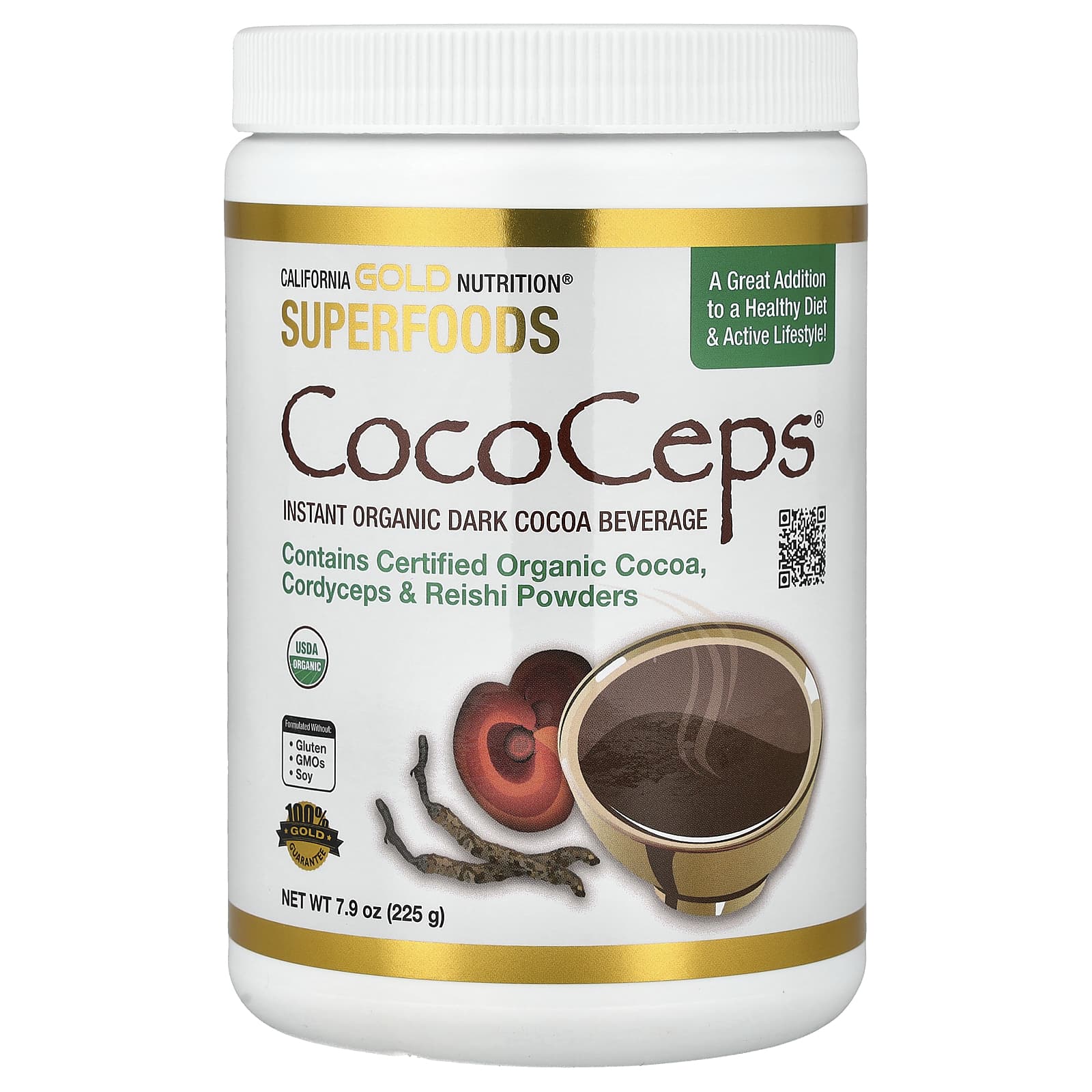 Кордицепс California Gold Nutrition Superfoods Organic Cocoa & Reishi, оттенок CocoCeps, 225 г — фото 4