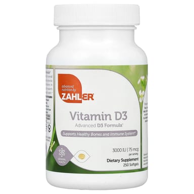 Витамин D3 Zahler Advanced D3 Formula, 75 мкг (3000 МЕ), 250 мягких капсул