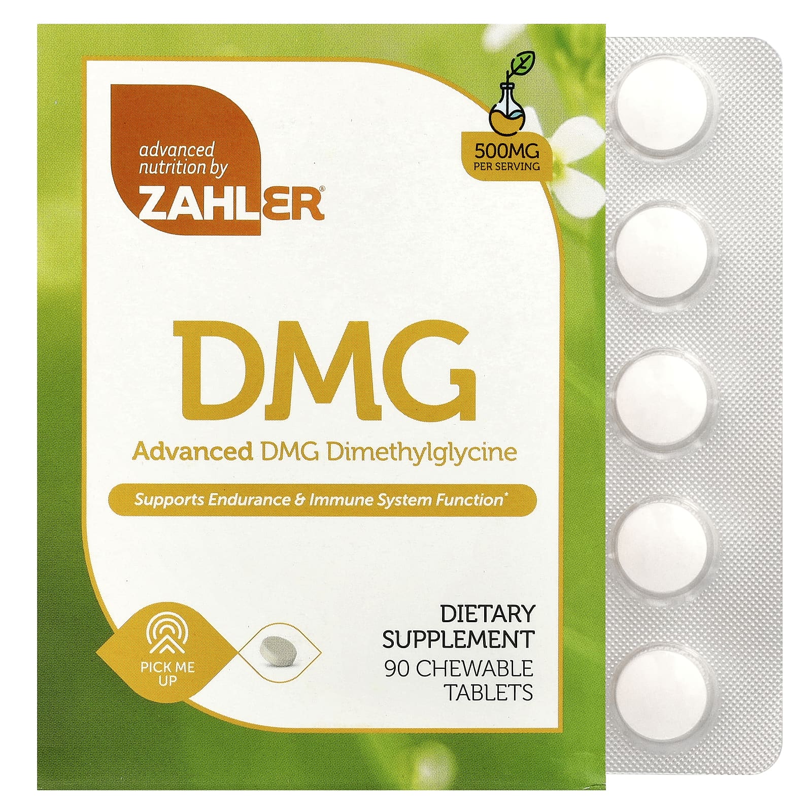 ДМГ (диметилглицин) Zahler Advanced DMG, 500 мг, 90 жевательных таблеток