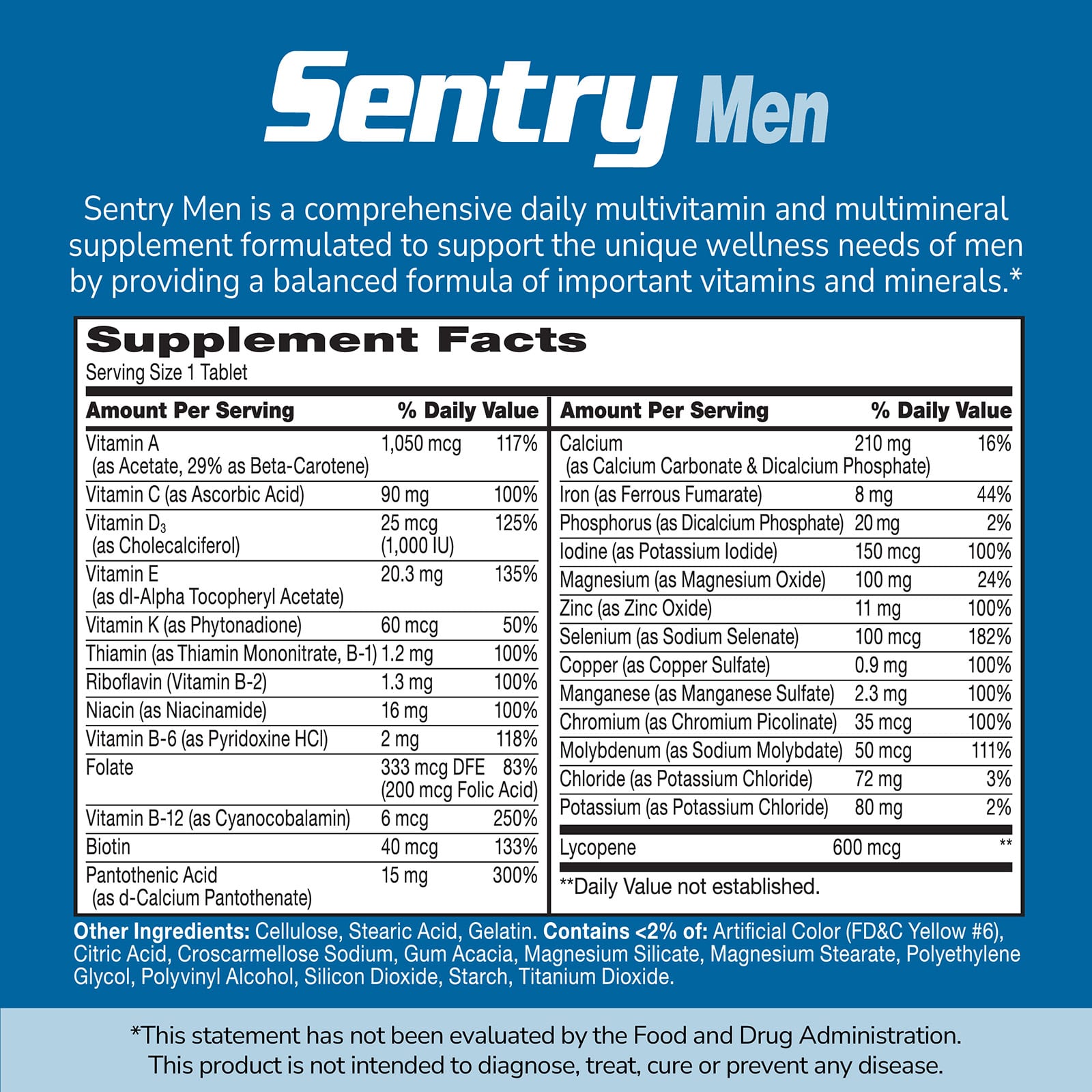 Мультивитамины 21st Century Sentry Men & Multimineral Supplement, 120 таблеток — фото 4