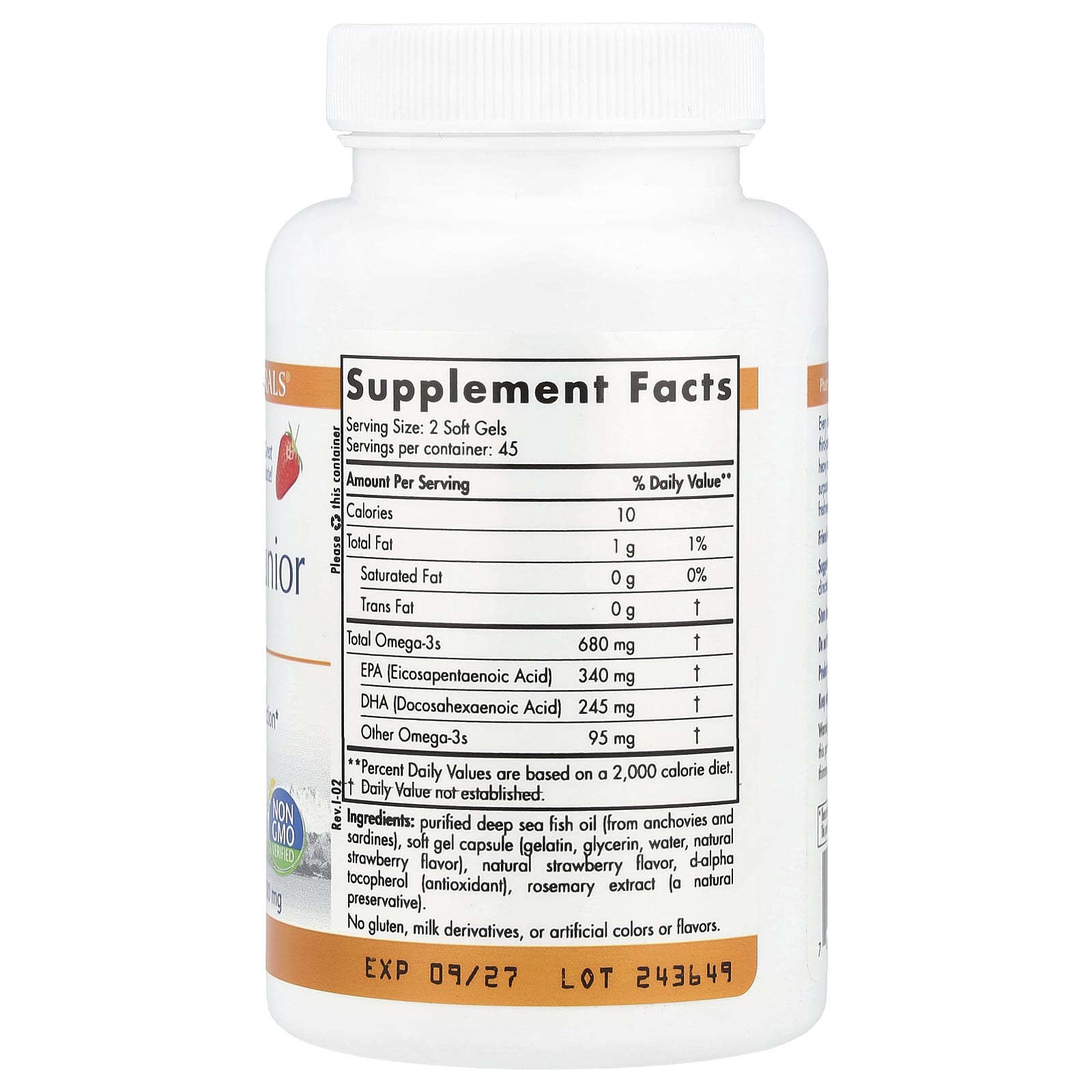 Продукт Омега-3 Nordic Naturals, 90 мягких капсул, клубника — фото 2