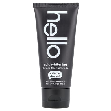 Кокосовое масло Hello Epic Whitening Fluoride Free Toothpaste Activated Charcoal, вкус Fresh Mint Coconut Oil, 113 г