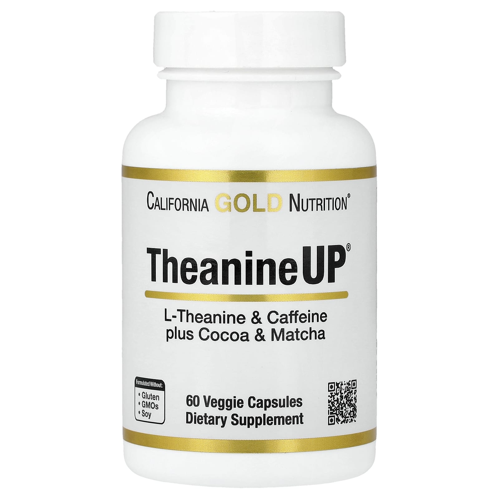L-теанин California Gold Nutrition TheanineUP® L-Theanine & Caffeine Plus Cocoa and Matcha, 60 растительных капсул — фото 4