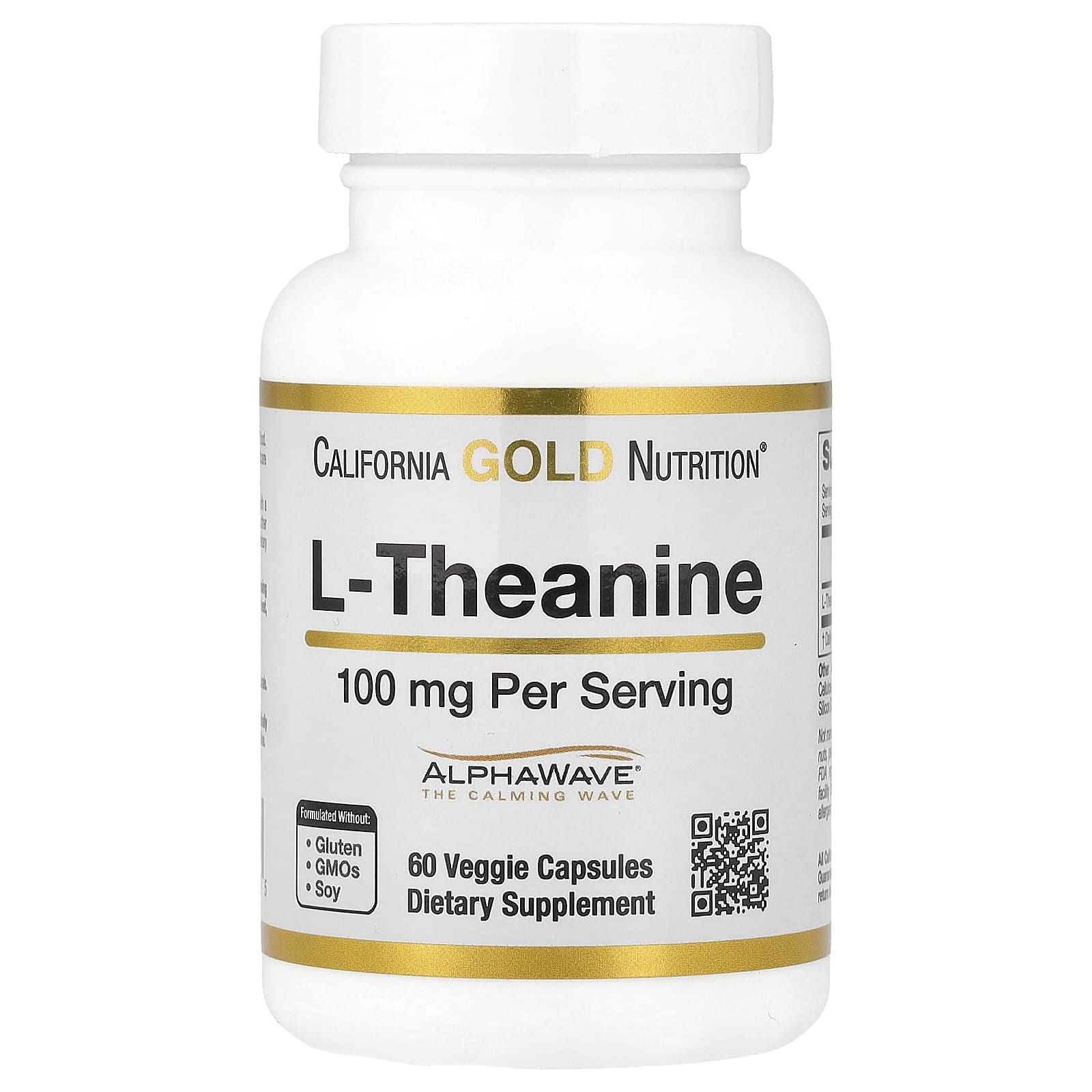L-теанин California Gold Nutrition L-Theanine Featuring AlphaWave®, 100 мг, 60 растительных капсул — фото 2
