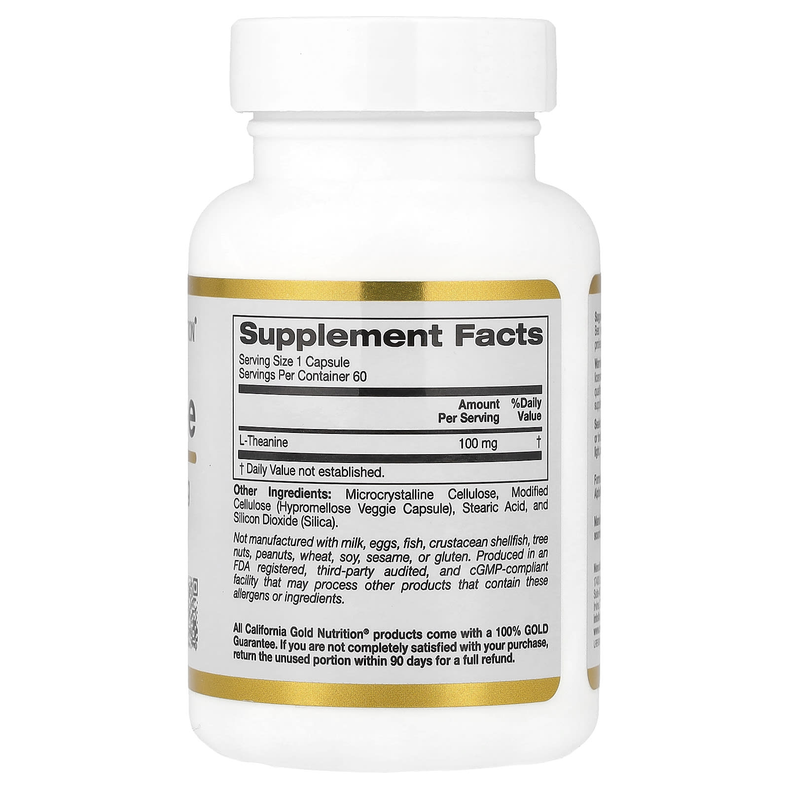 L-теанин California Gold Nutrition L-Theanine Featuring AlphaWave®, 100 мг, 60 растительных капсул — фото 3