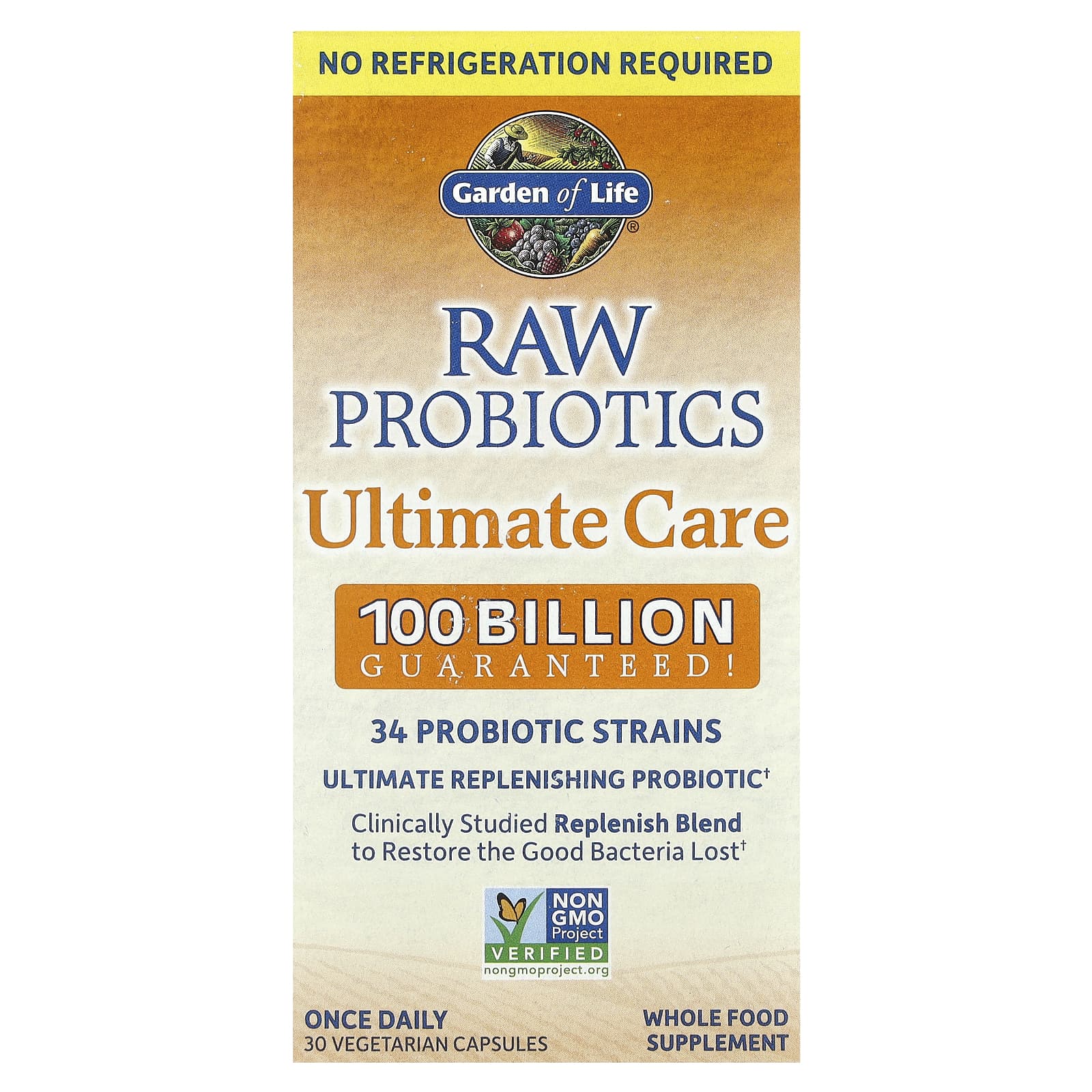 Пробиотик Garden of Life RAW Ultimate Care Shelf-Stable, 30 растительных капсул