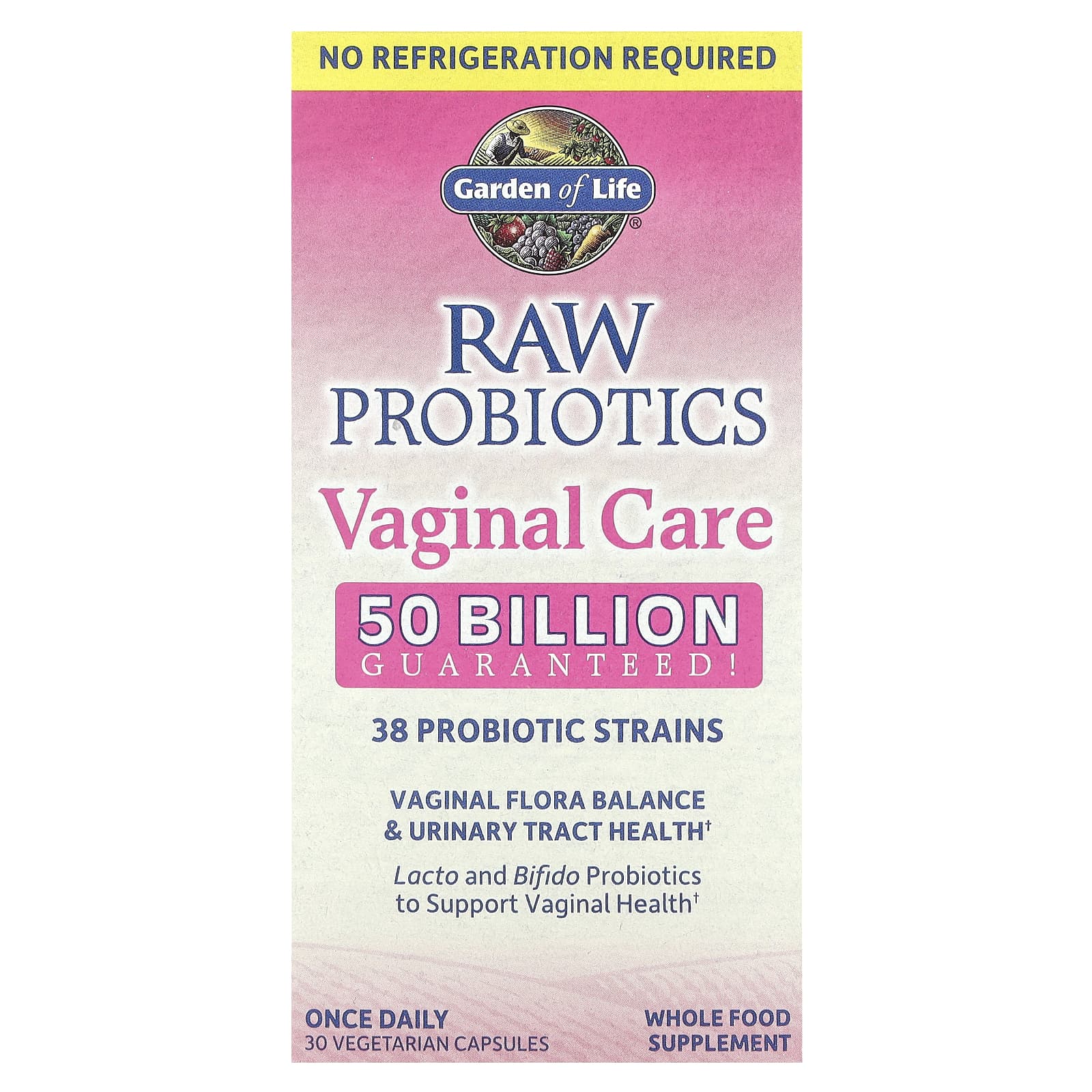 Пробиотик Garden of Life RAW Vaginal Care Shelf-Stable, 30 растительных капсул