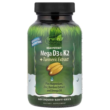 Куркума Irwin Naturals High Potency Mega D3 & K2 Extract, 60 мягких капсул