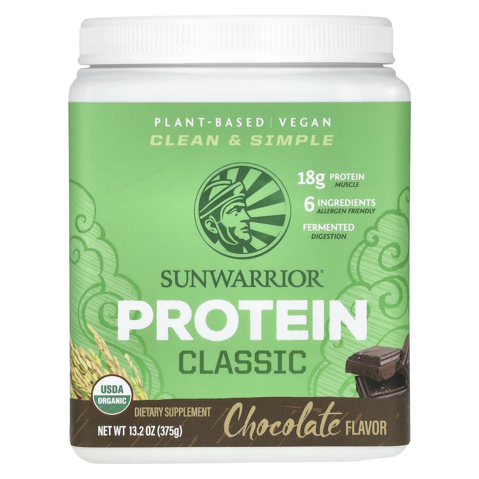 Шоколад Sunwarrior Classic Protein, вкус Chocolate, 375 г