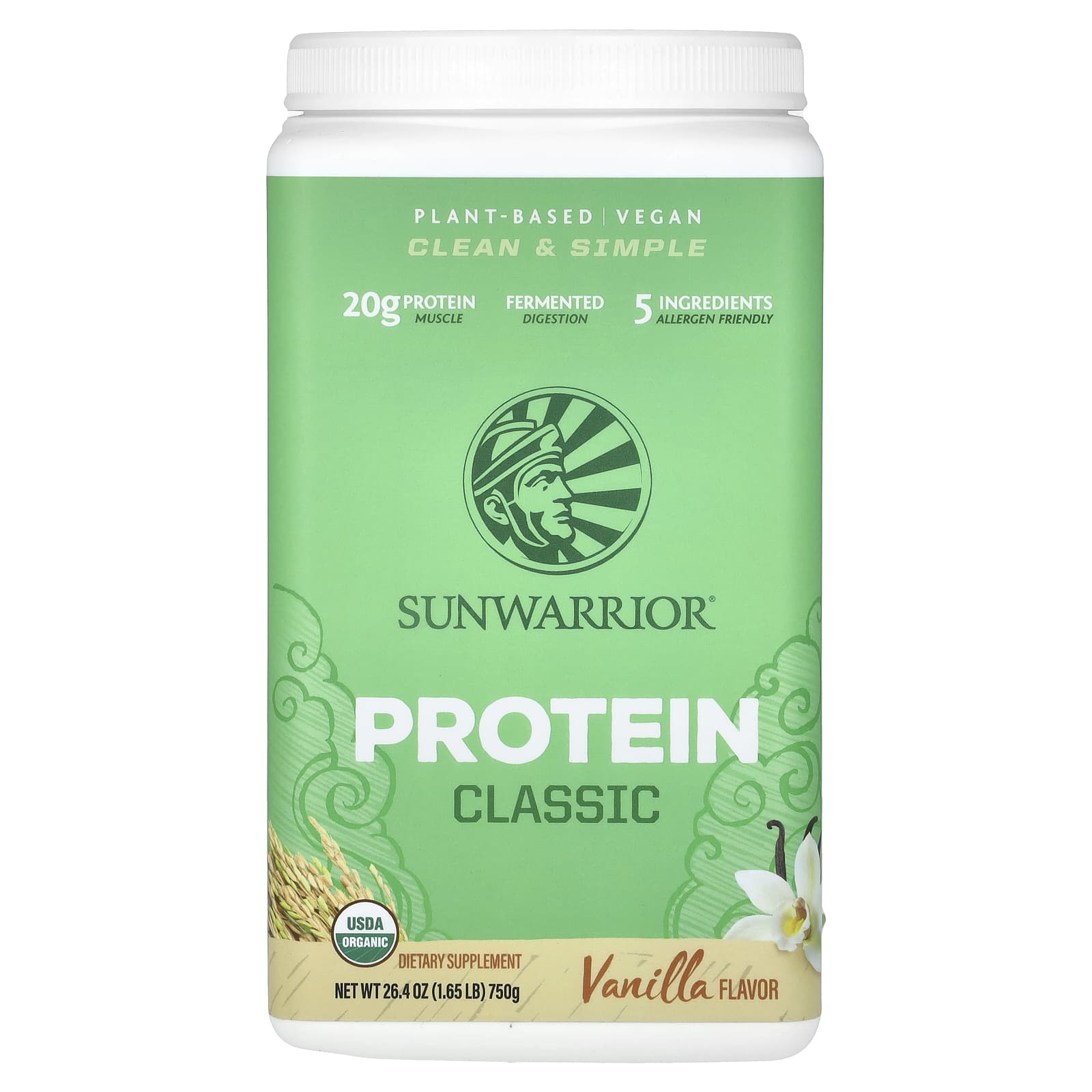 Протеин Sunwarrior Classic, вкус Vanilla, 750 г, 1.