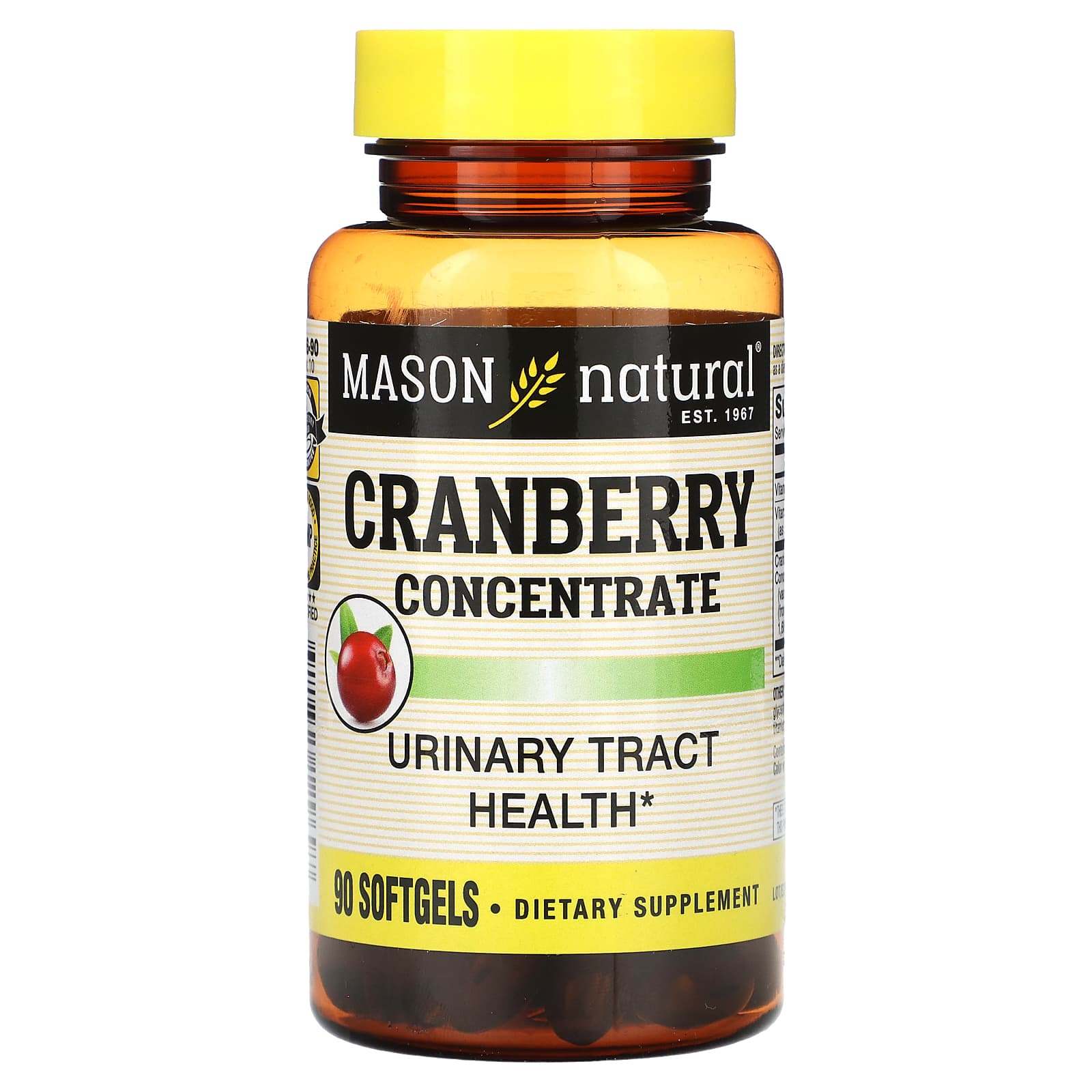 Клюква Mason Natural, вкус Cranberry Concentrate, 90 мягких капсул