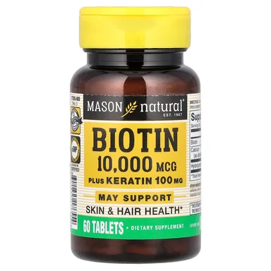 Фото товара: Биотин Mason Natural Plus Keratin, 60 таблеток