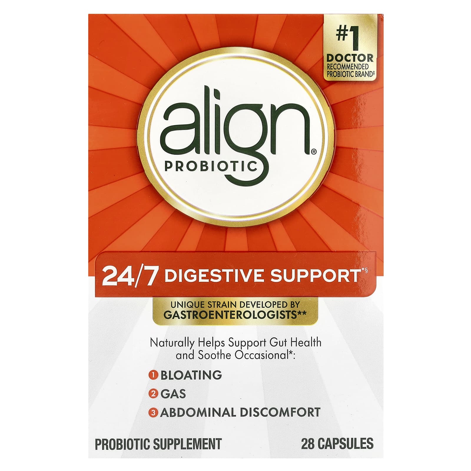 Добавка Align Probiotics 24/7 Digestive Support Probiotic, 28 капсул