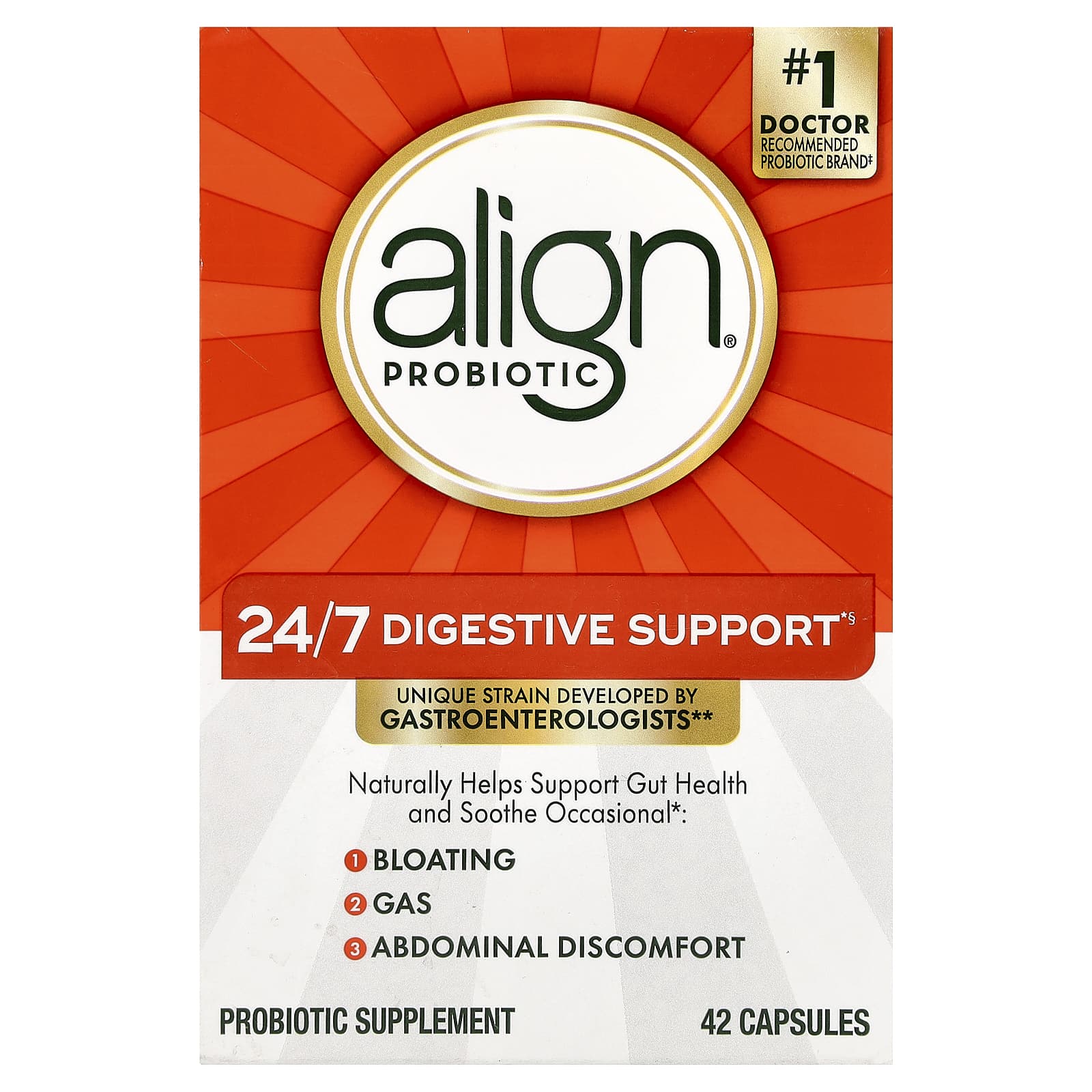 Поддержка пищеварения Align Probiotics 24/7 Digestive, 10 мг, 42 капсул — фото 2