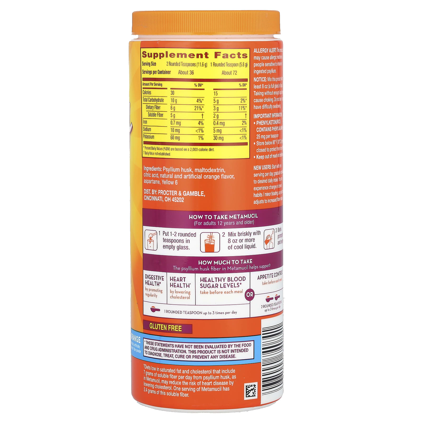 Клетчатка Metamucil 4-in-1, вкус Orange, 425 г — фото 2
