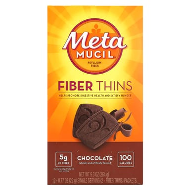 Шоколад Metamucil Fiber Thins, оттенок 12 Packets, 22 г, саше