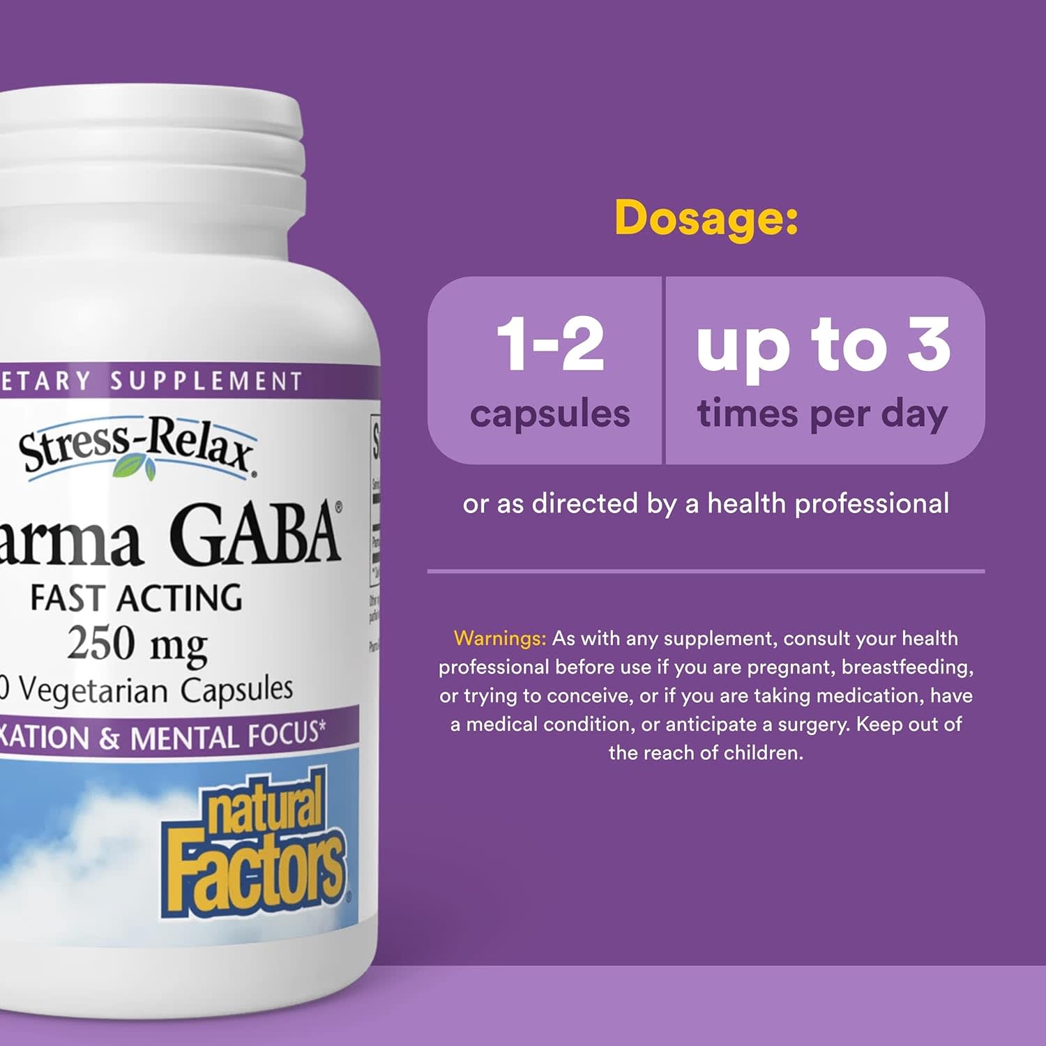 Антистресс-комплекс Natural Factors Stress-Relax® PharmaGABA®, 100 мг, 60 жевательных таблеток — фото 4